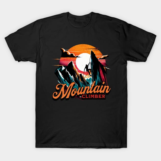 Mountain Climber Design T-Shirt by Miami Neon Designs